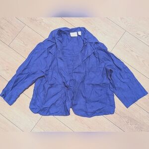Chico's Blazer Womens 2 Large 12 Blue Linen Jacket Dressy Career Wear Summer